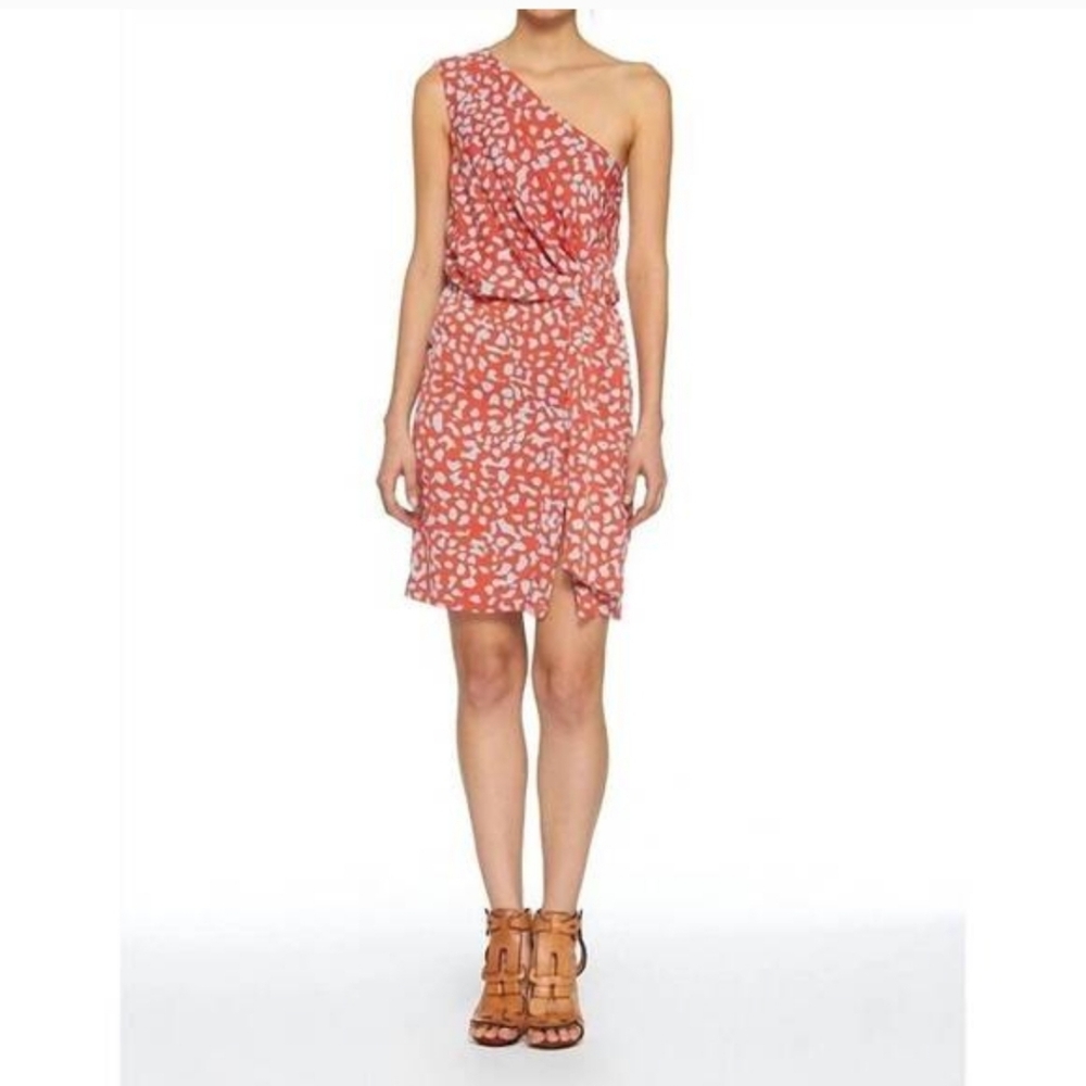 Diane Von Furstenberg Agatha  One-Shoulder Mini Dress Popcorn Mu Print Size 2